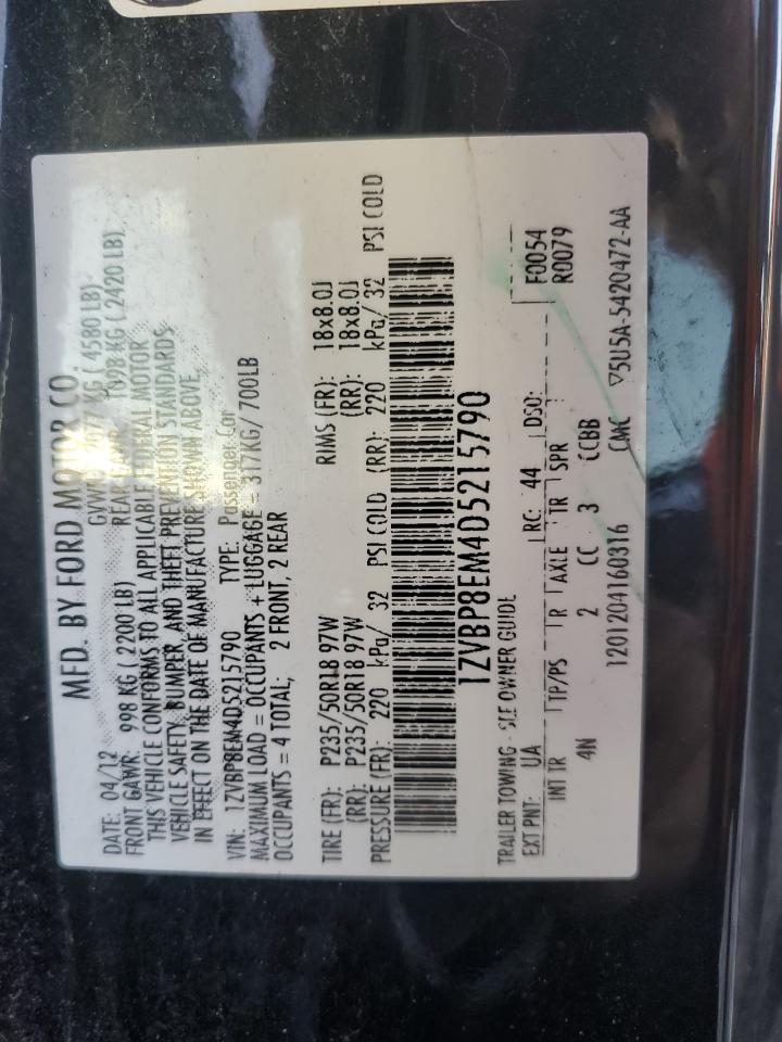 2013 Ford Mustang VIN: 1ZVBP8EM4D5215790 Lot: 73983234