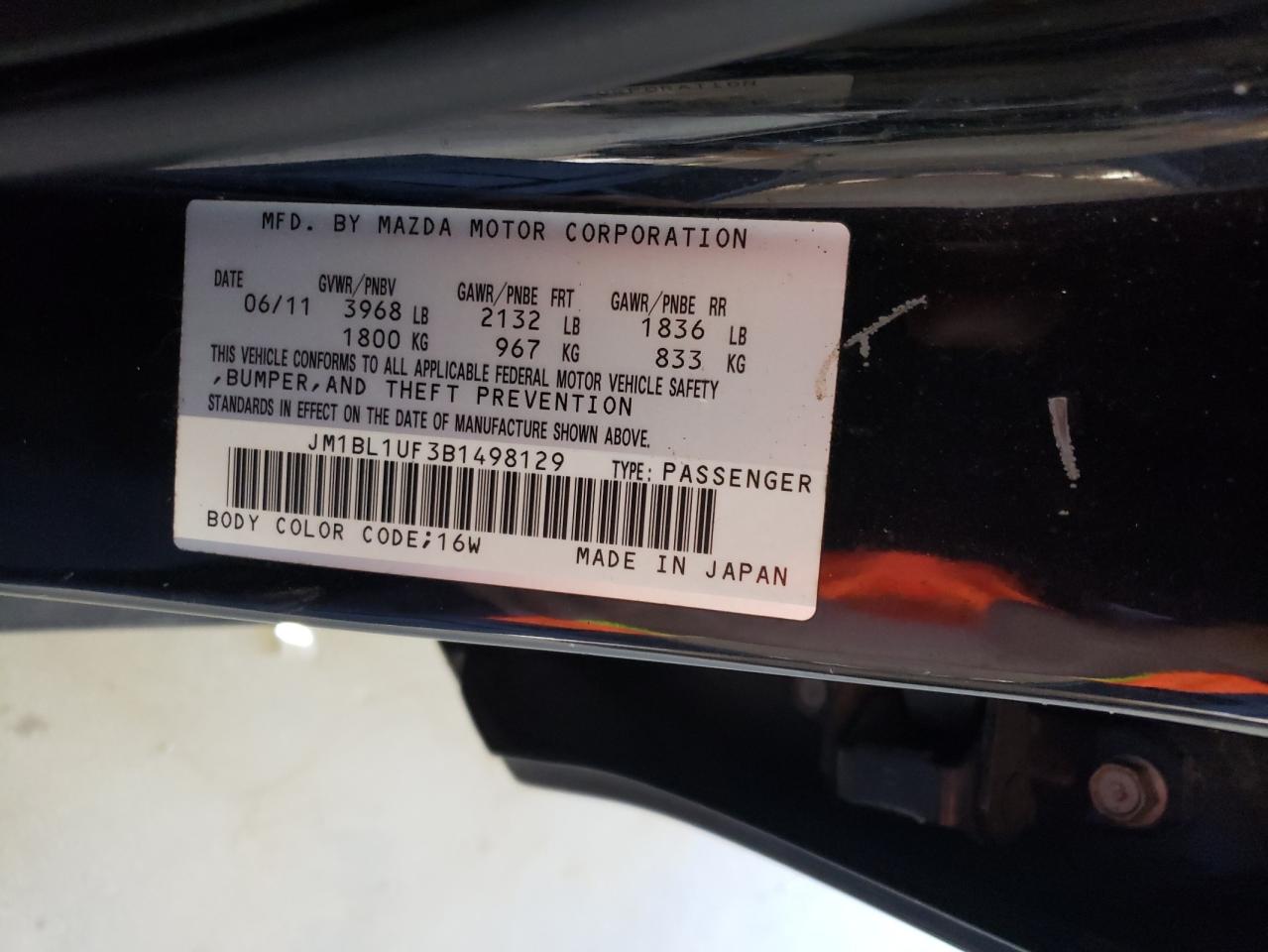 JM1BL1UF3B1498129 2011 Mazda 3 I