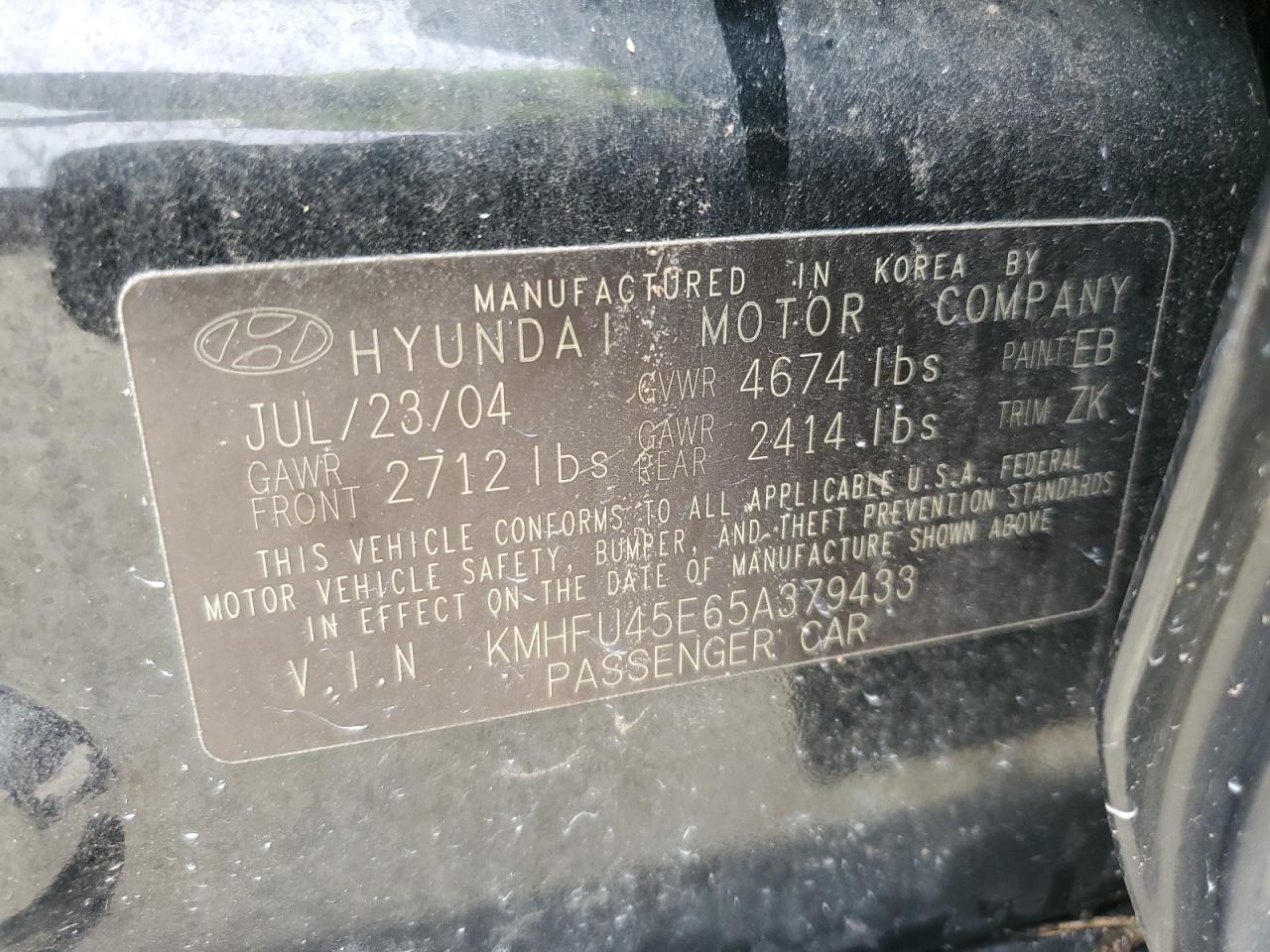 KMHFU45E65A379433 2005 Hyundai Xg 350