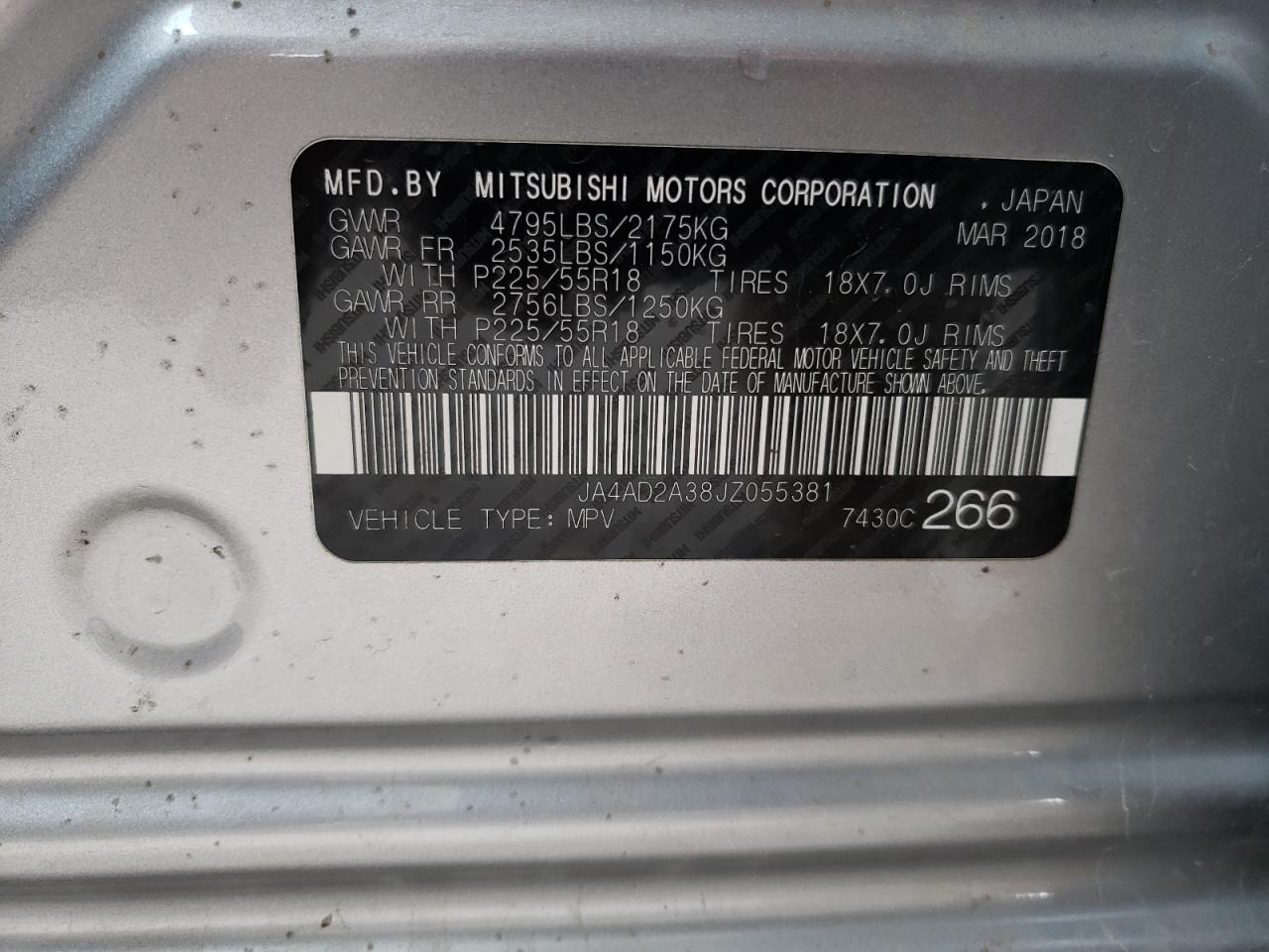 VIN JA4AD2A38JZ055381 2018 MITSUBISHI OUTLANDER no.13