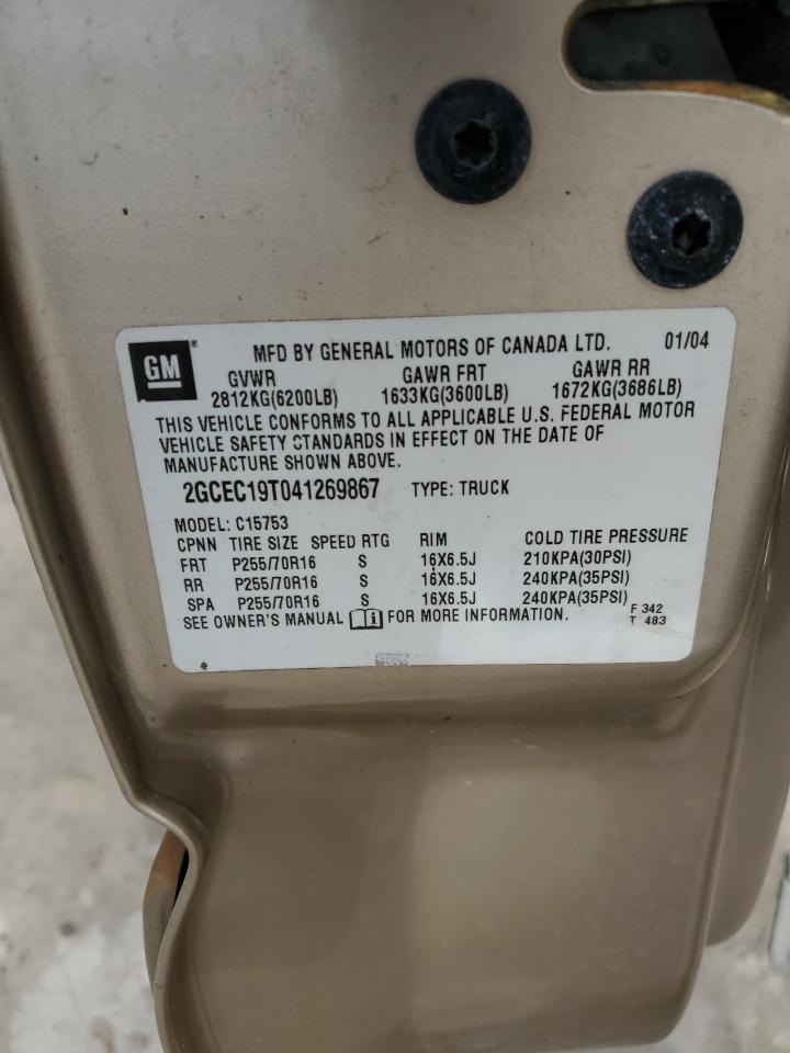 2004 Chevrolet Silverado C1500 VIN: 2GCEC19T041269867 Lot: 75157924