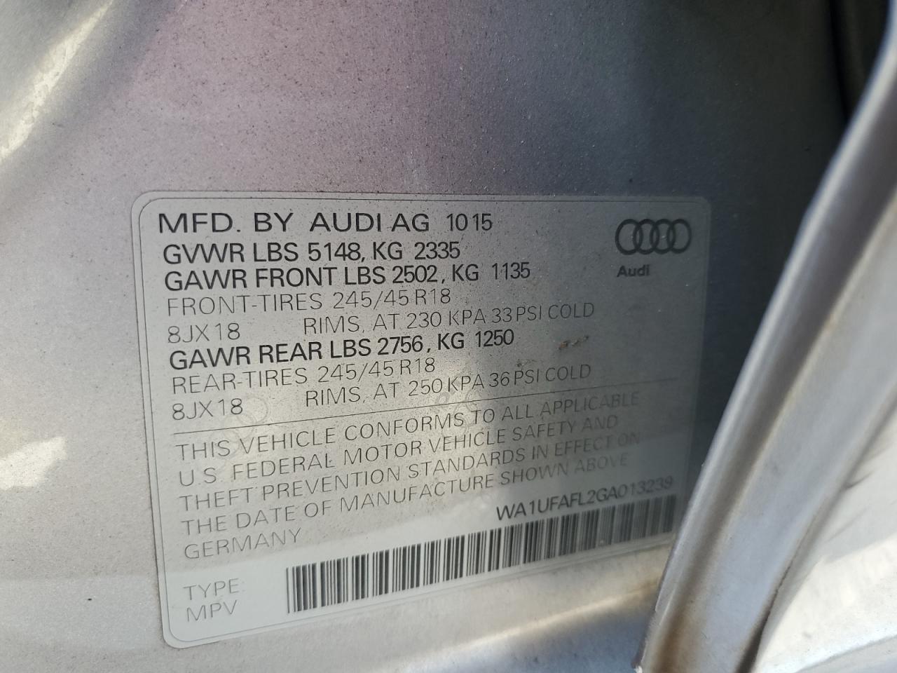 WA1UFAFL2GA013239 2016 Audi A4 Allroad Premium Plus