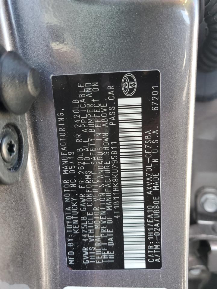 4T1B11HK8KU795811 2019 Toyota Camry L