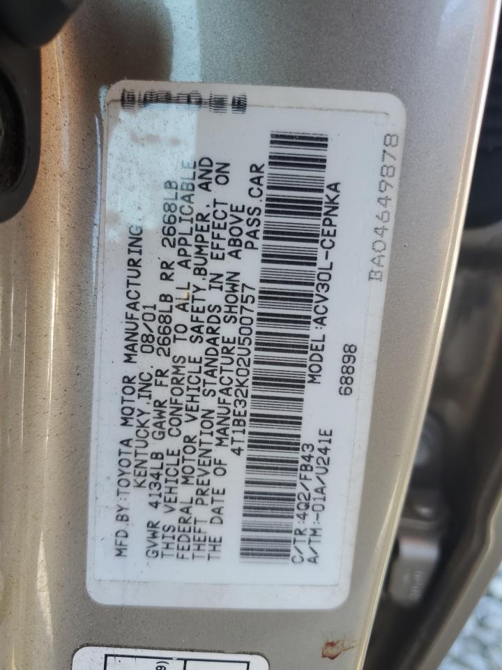 4T1BE32K02U500757 2002 Toyota Camry Le