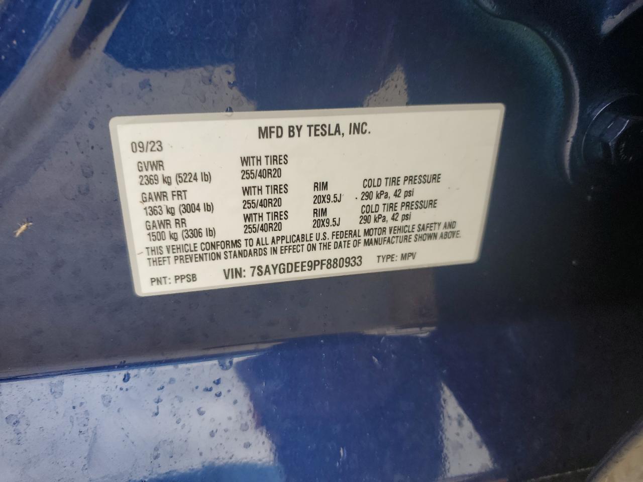 7SAYGDEE9PF88033 2023 Tesla Model Y