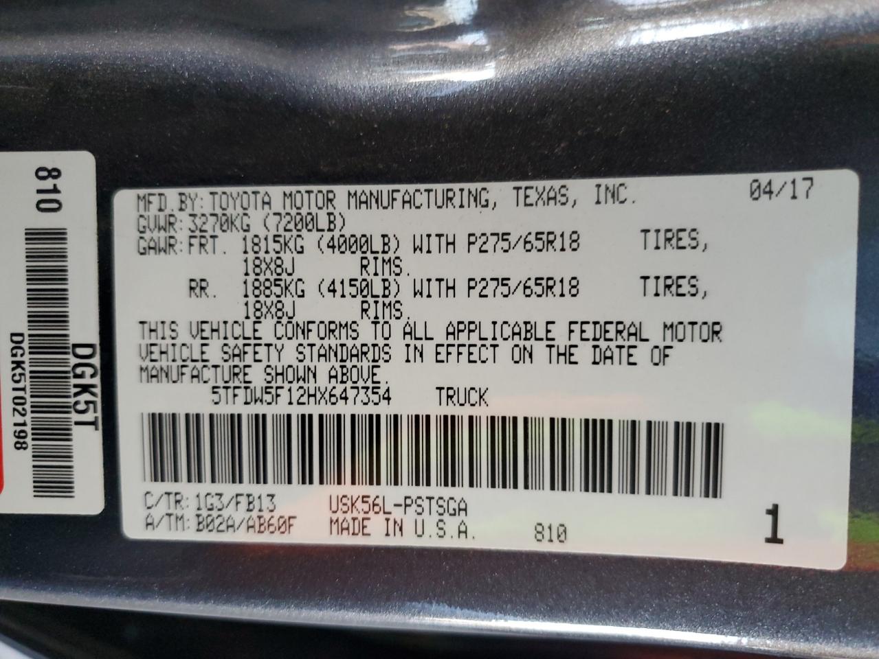 5TFDW5F12HX647354 2017 Toyota Tundra Crewmax Sr5