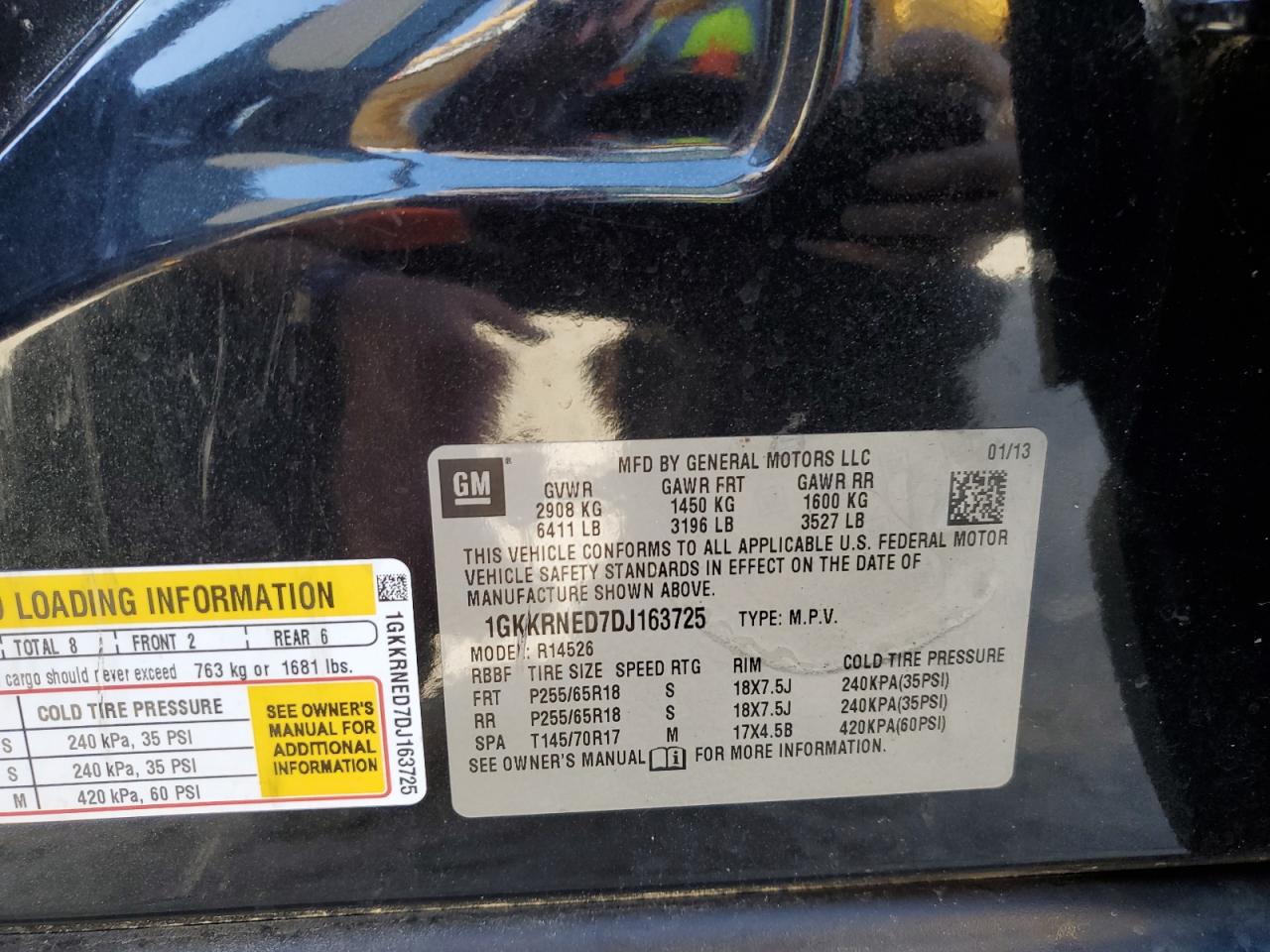 2013 GMC Acadia Sle VIN: 1GKKRNED7DJ163725 Lot: 75181144