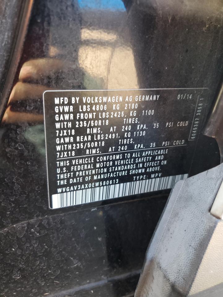 2014 Volkswagen Tiguan S VIN: WVGAV3AX0EW580613 Lot: 72699534