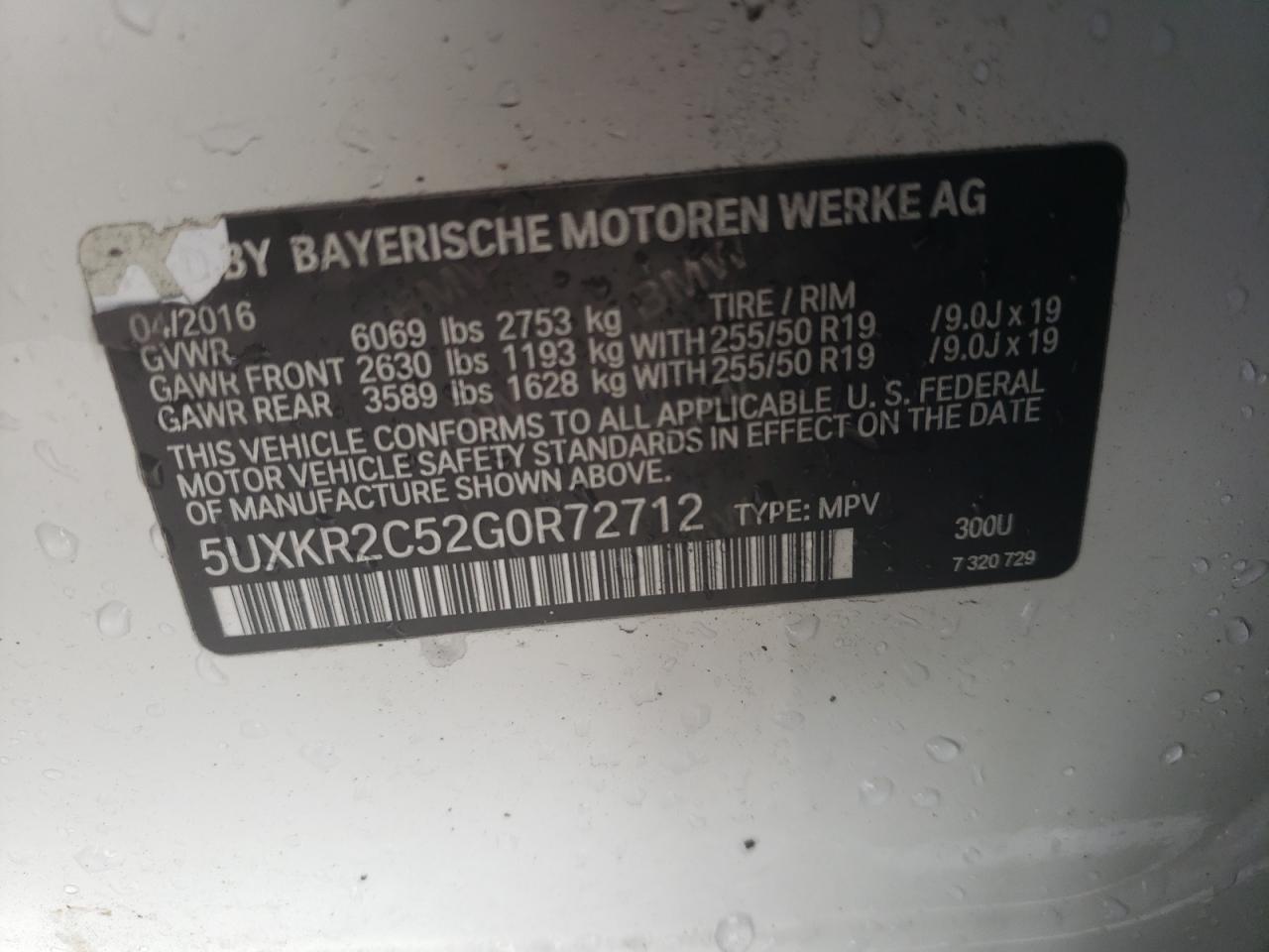 5UXKR2C52G0R72712 2016 BMW X5 Sdrive35I