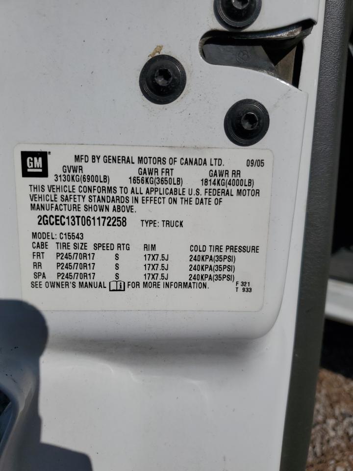 2006 Chevrolet Silverado C1500 VIN: 2GCEC13T061172258 Lot: 73943274