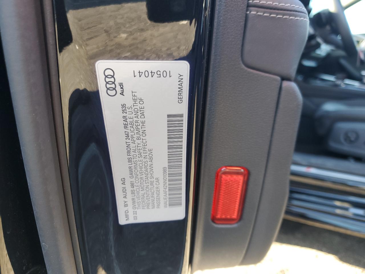 2022 Audi A4 Premium Plus 45 VIN: WAUEAAF42NN010989 Lot: 74434424