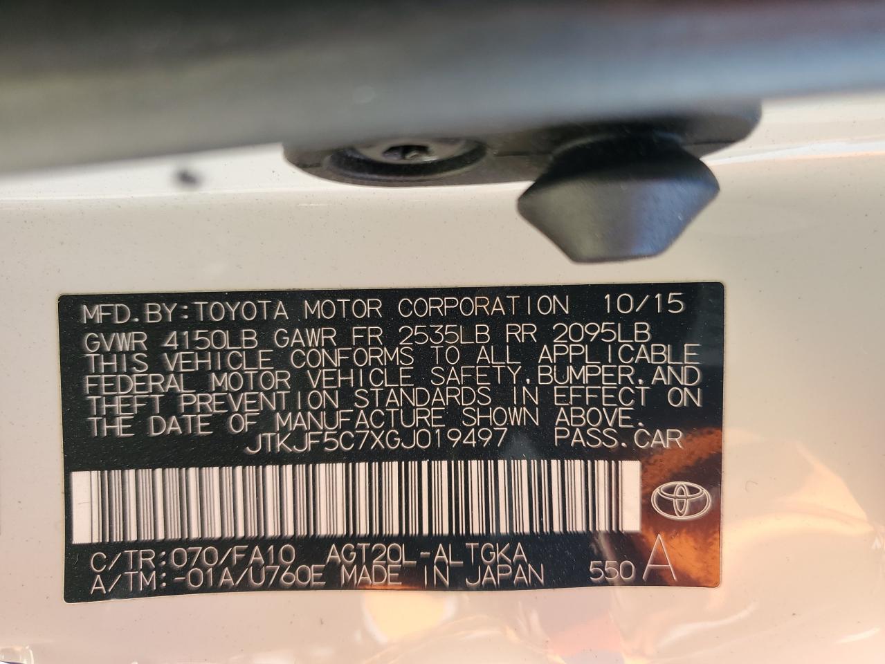 JTKJF5C7XGJ019497 2016 Toyota Scion Tc