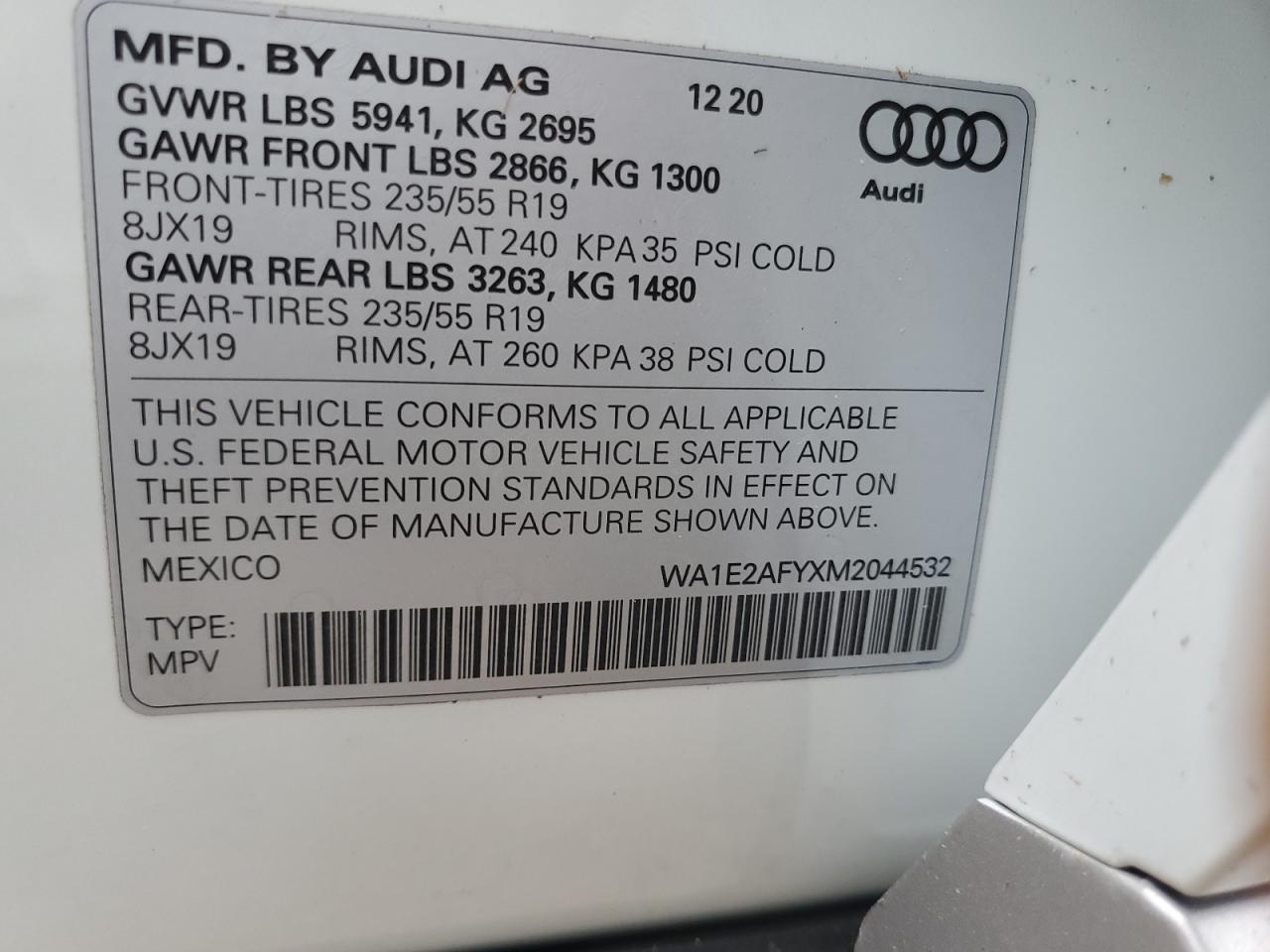 2021 Audi Q5 E Premium Plus VIN: WA1E2AFYXM2044532 Lot: 76489194