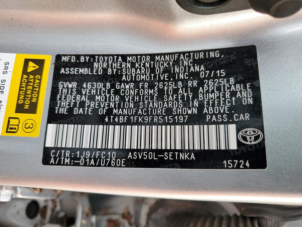 4T4BF1FK9FR515197 2015 TOYOTA CAMRY - Image 13