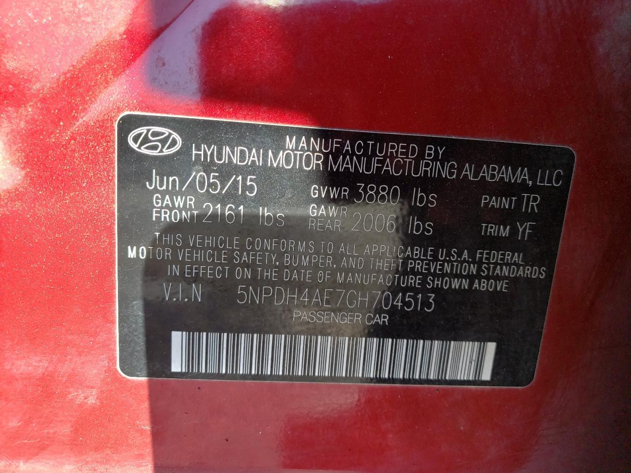 5NPDH4AE7GH704513 2016 Hyundai Elantra Se