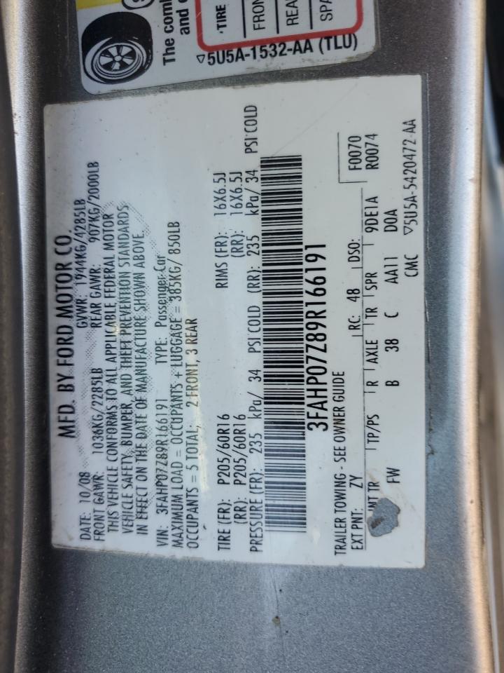 3FAHP07Z89R166191 2009 Ford Fusion Se