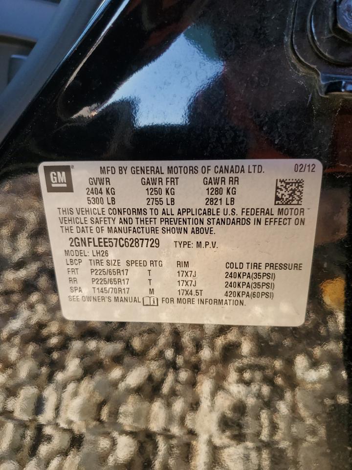 2GNFLEE57C6287729 2012 Chevrolet Equinox Lt