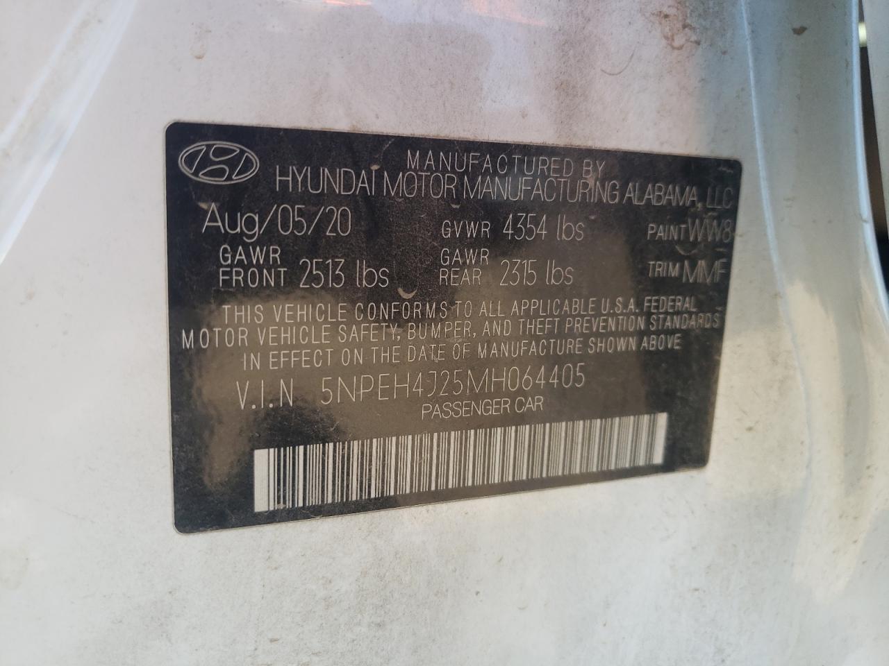 5NPEH4J25MH064405 2021 Hyundai Sonata Limited