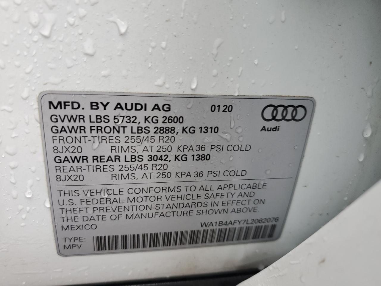 WA1B4AFY7L2062076 2020 Audi Sq5 Premium Plus