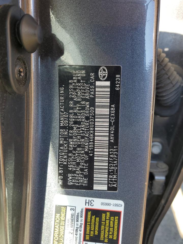 4T1BB46K88U037509 2008 Toyota Camry Hybrid