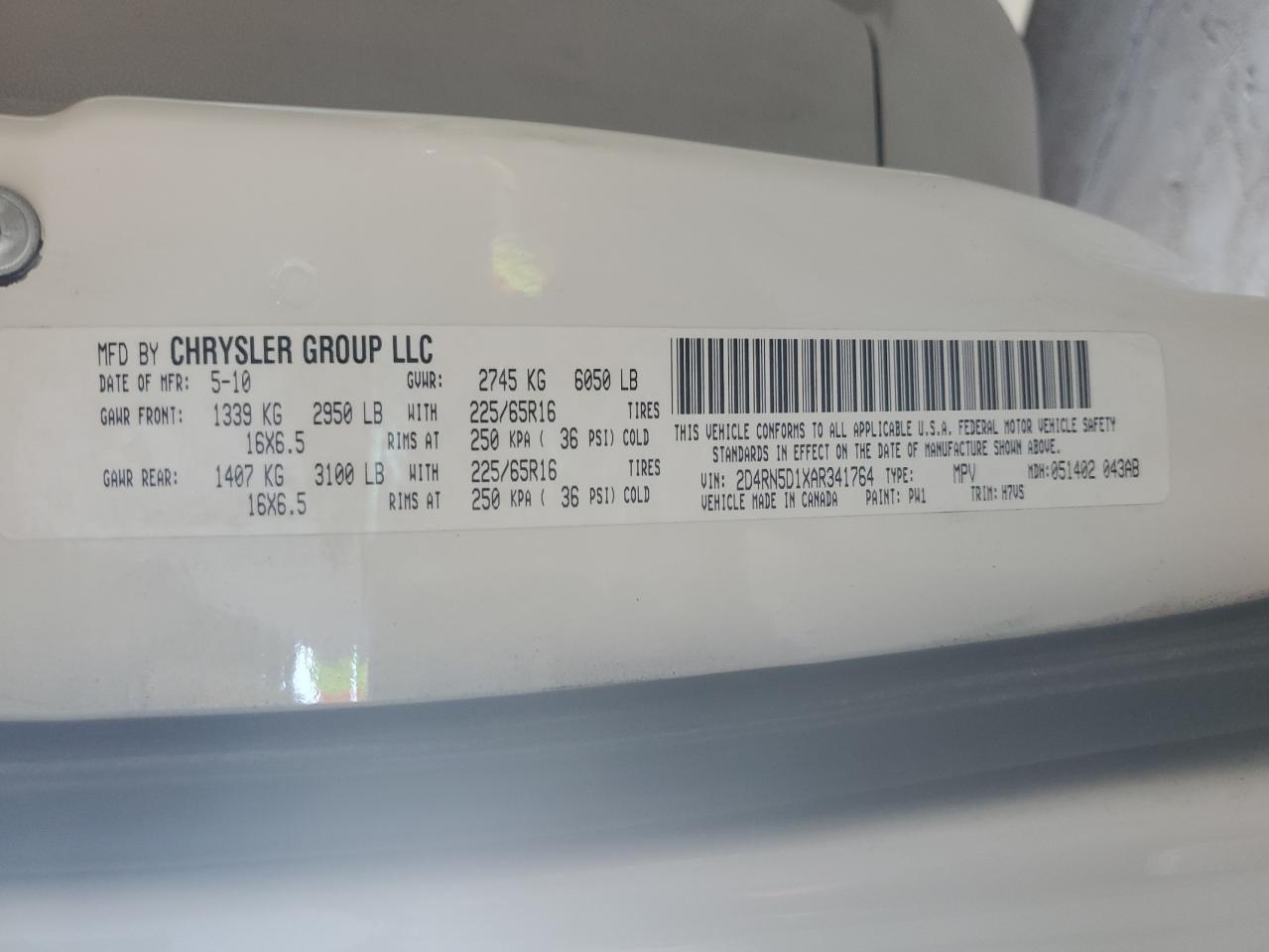 2010 Dodge Grand Caravan Sxt VIN: 2D4RN5D1XAR341764 Lot: 76122704