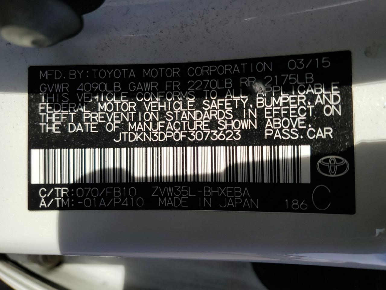 JTDKN3DP0F3073623 2015 Toyota Prius Plug-In