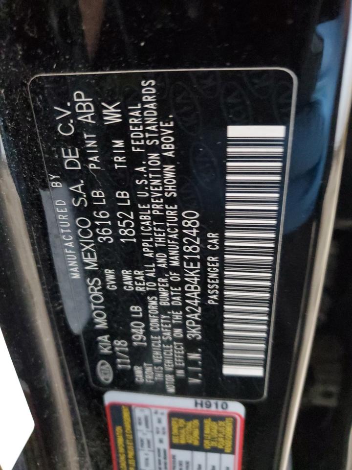 2019 Kia Rio S VIN: 3KPA24AB4KE182480 Lot: 78644684