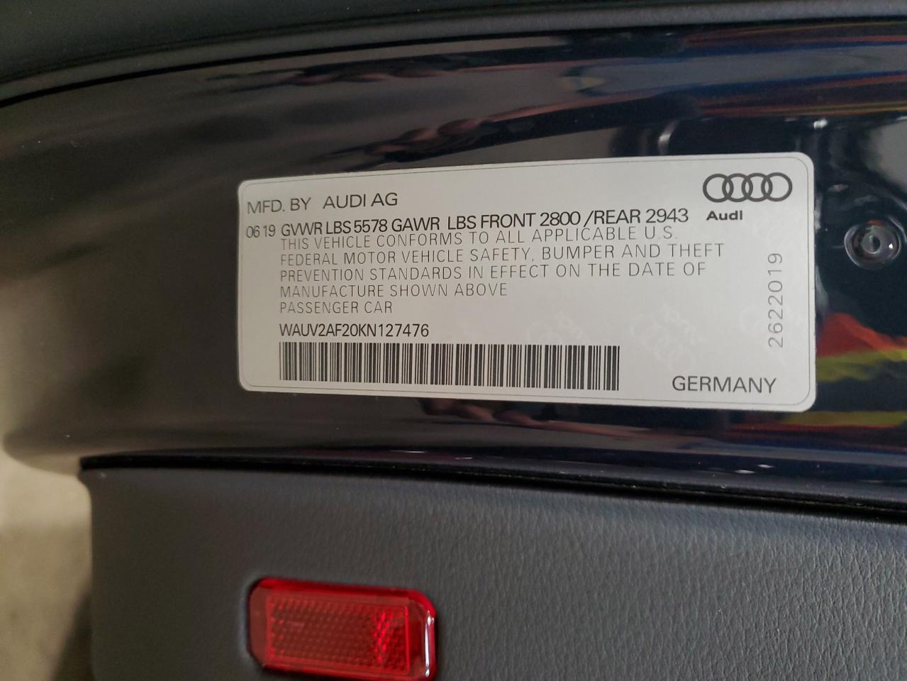 VIN WAUV2AF20KN127476 2019 AUDI A7 no.12