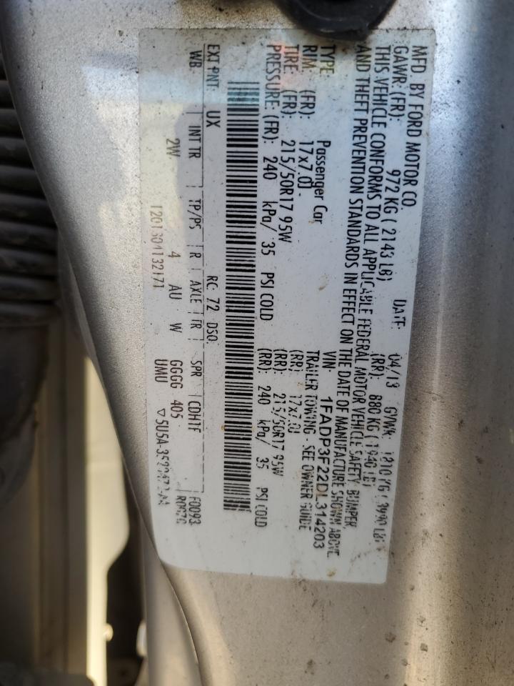 VIN 1FADP3F22DL314203 2013 FORD FOCUS no.12