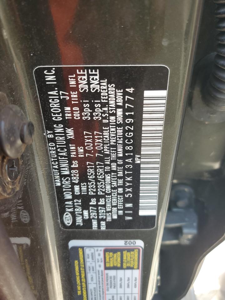 2012 Kia Sorento Base VIN: 5XYKT3A18CG291774 Lot: 77752264