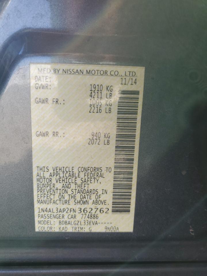 1N4AL3AP2FN362762 2015 Nissan Altima 2.5