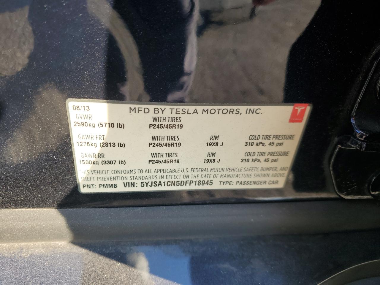 5YJSA1CN5DFP18945 2013 Tesla Model S