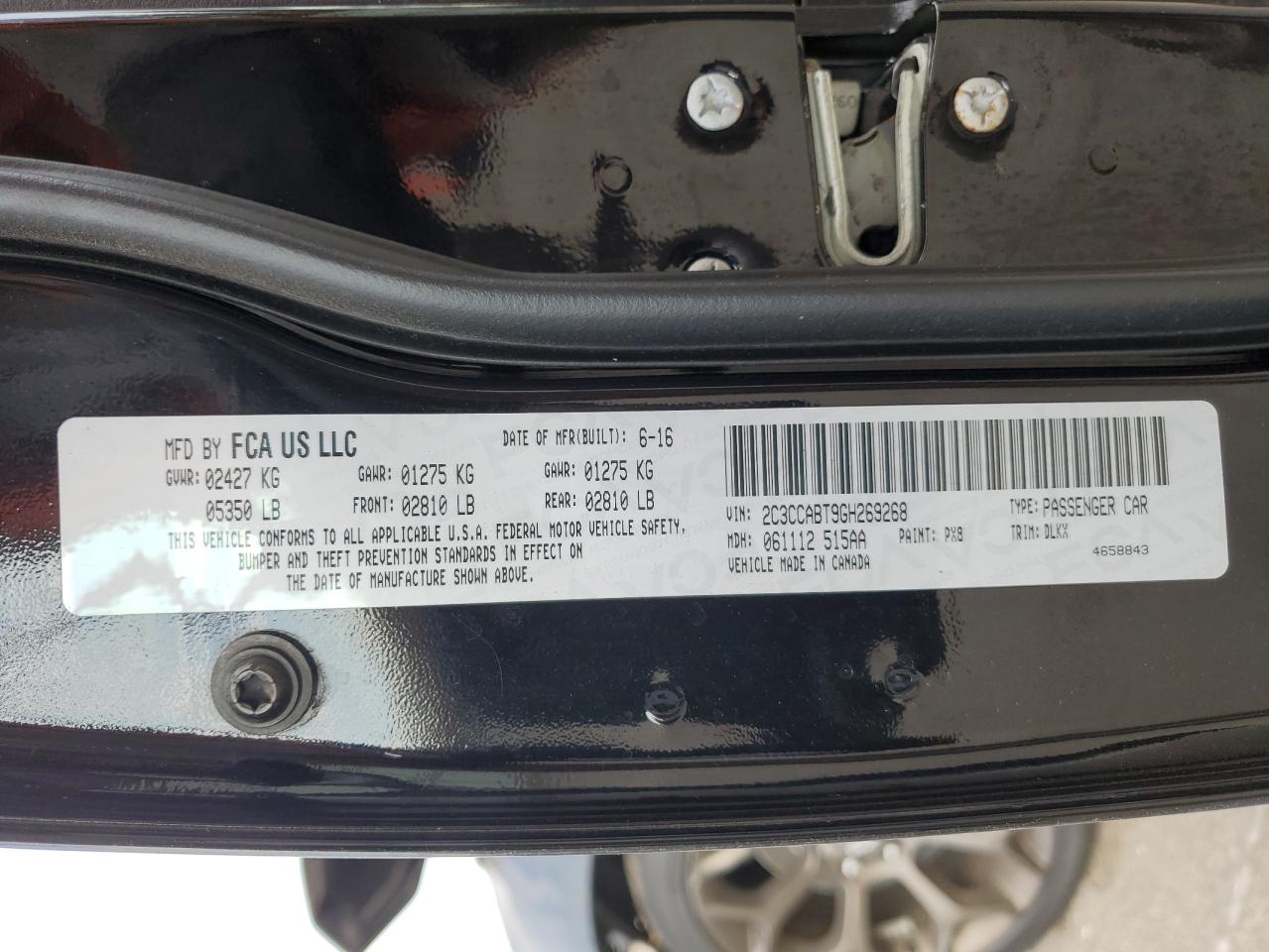 2016 Chrysler 300 S VIN: 2C3CCABT9GH269268 Lot: 75685224