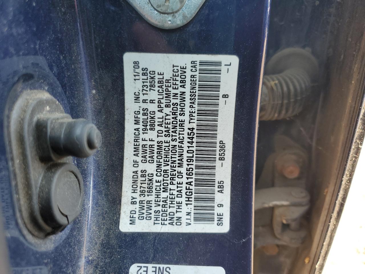 1HGFA16519L014454 2009 Honda Civic Lx