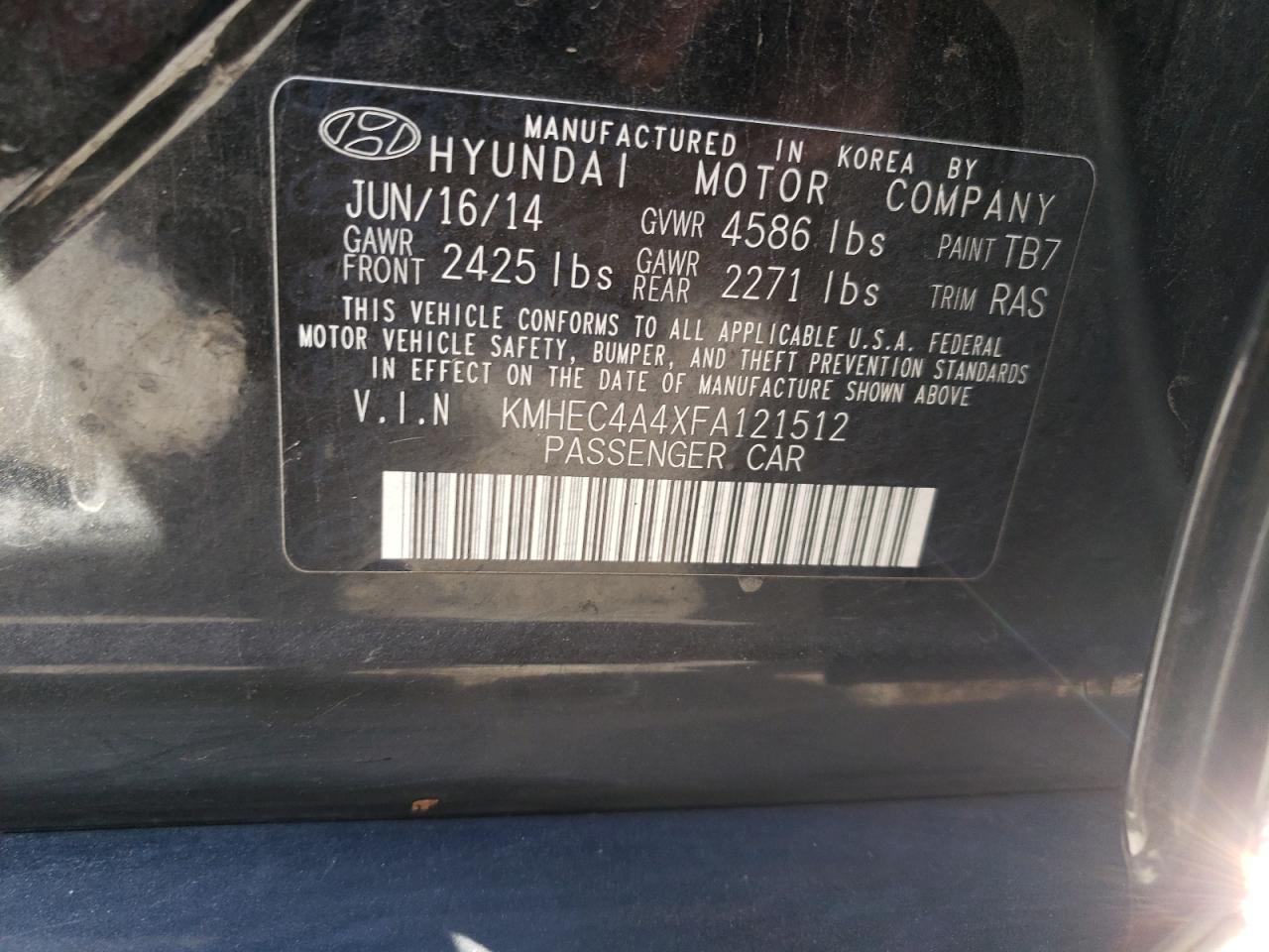 2015 Hyundai Sonata Hybrid VIN: KMHEC4A4XFA121512 Lot: 77570394