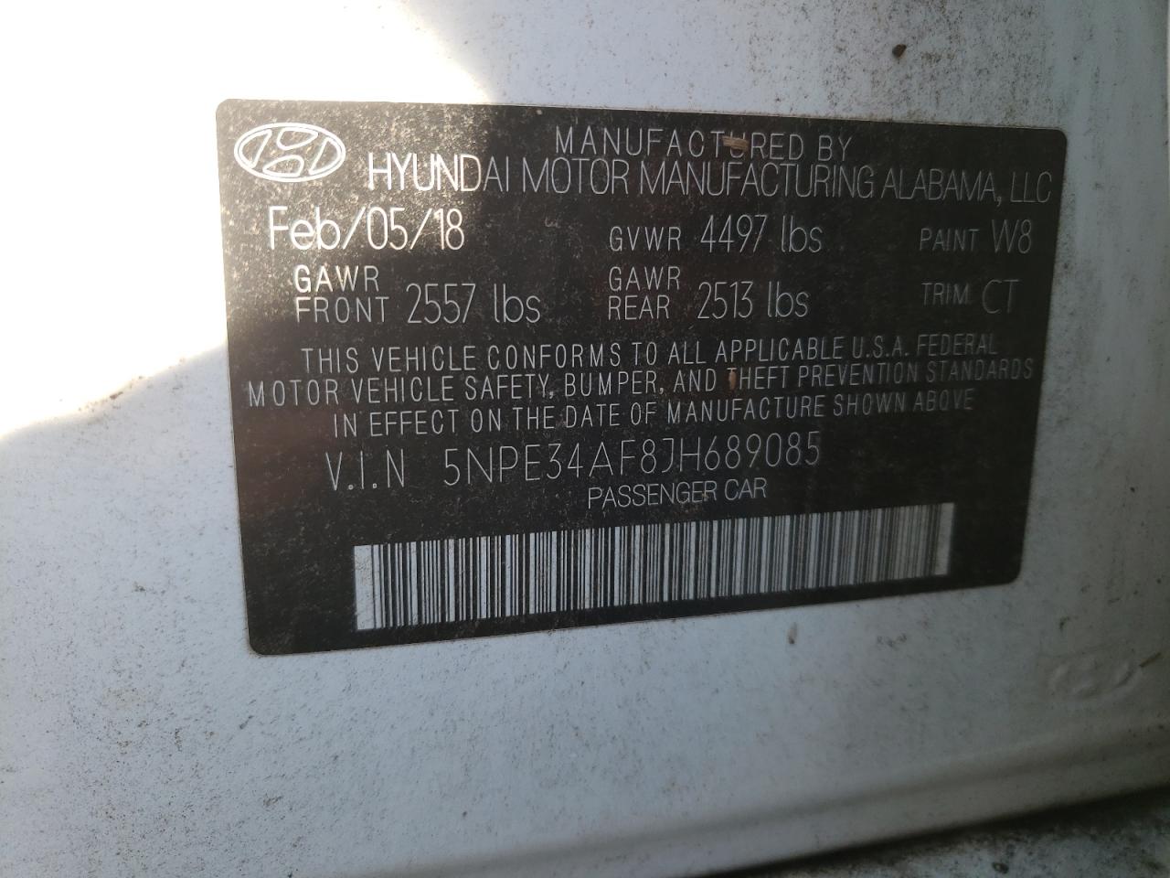 5NPE34AF8JH689085 2018 Hyundai Sonata Sport