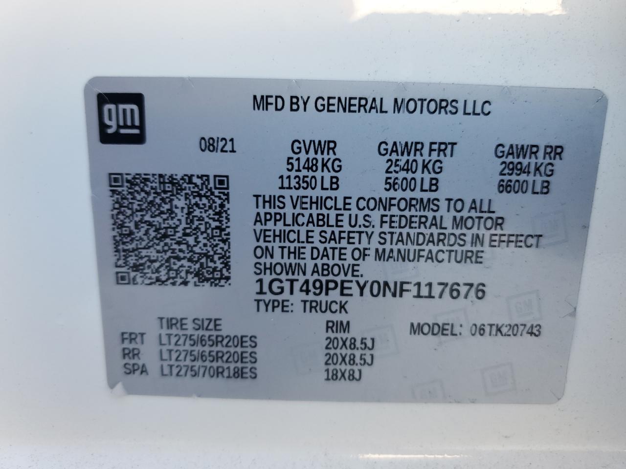 1GT49PEY0NF117676 2022 GMC Sierra K2500 At4