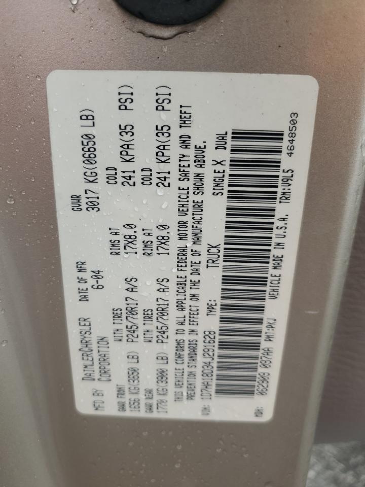 2004 Dodge Ram 1500 St VIN: 1D7HA18D34J291628 Lot: 74930334