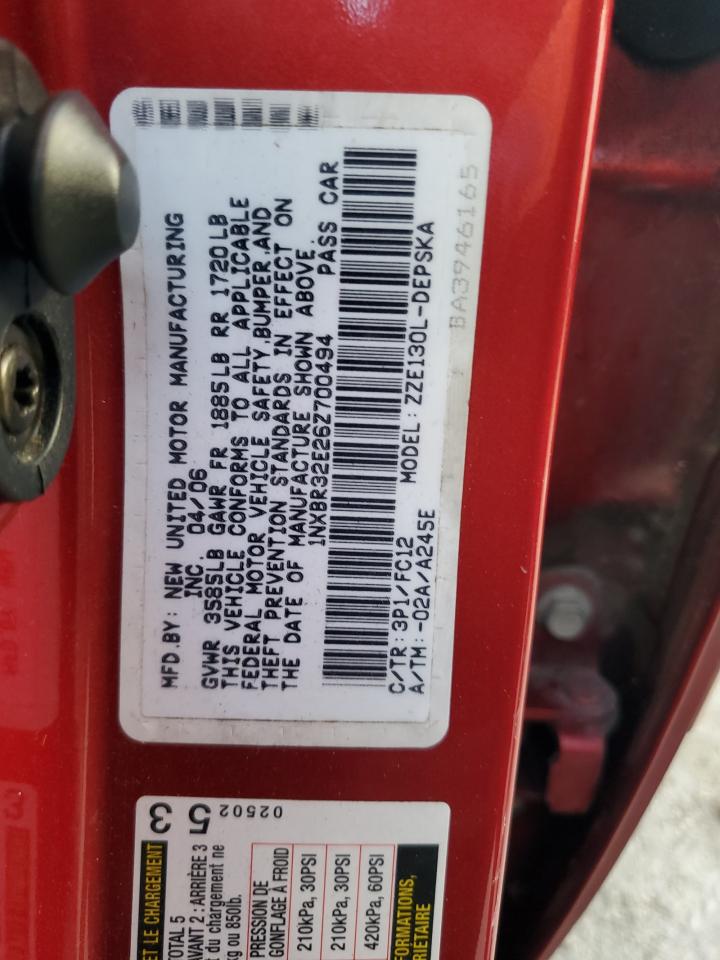 2006 Toyota Corolla Ce VIN: 1NXBR32E26Z700494 Lot: 76047434