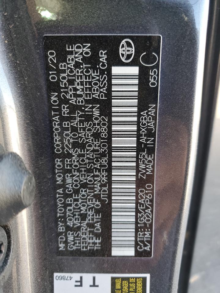 2020 Toyota Prius Le VIN: JTDL9RFU8L3018802 Lot: 78081554