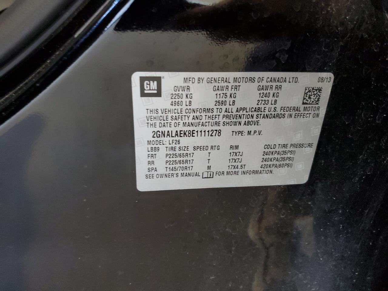 2GNALAEK8E1111278 2014 Chevrolet Equinox Ls