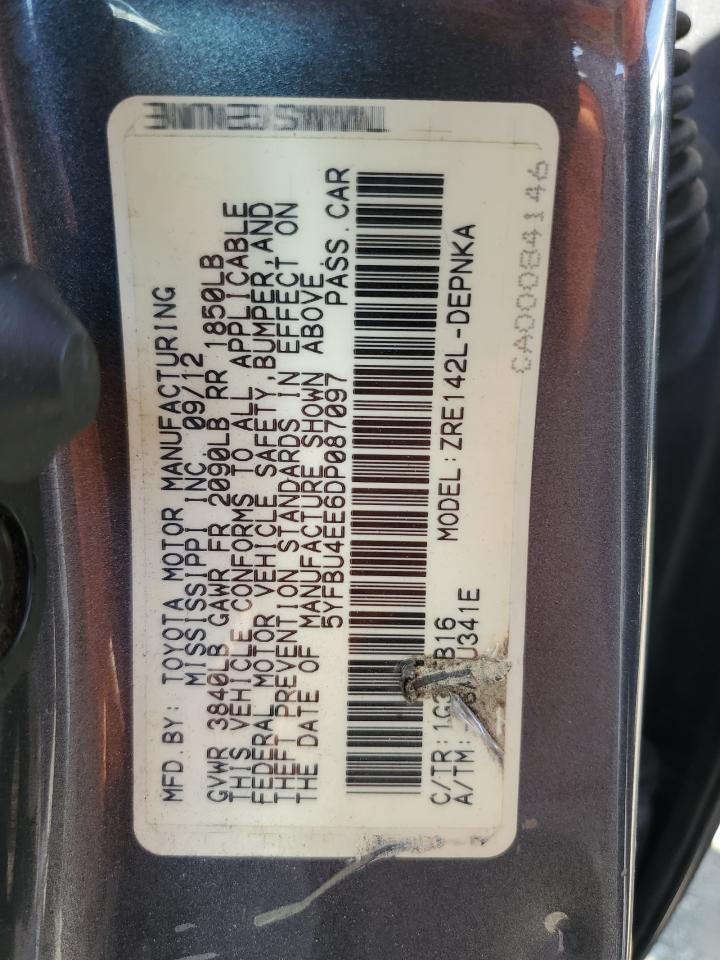 5YFBU4EE6DP087097 2013 Toyota Corolla Base