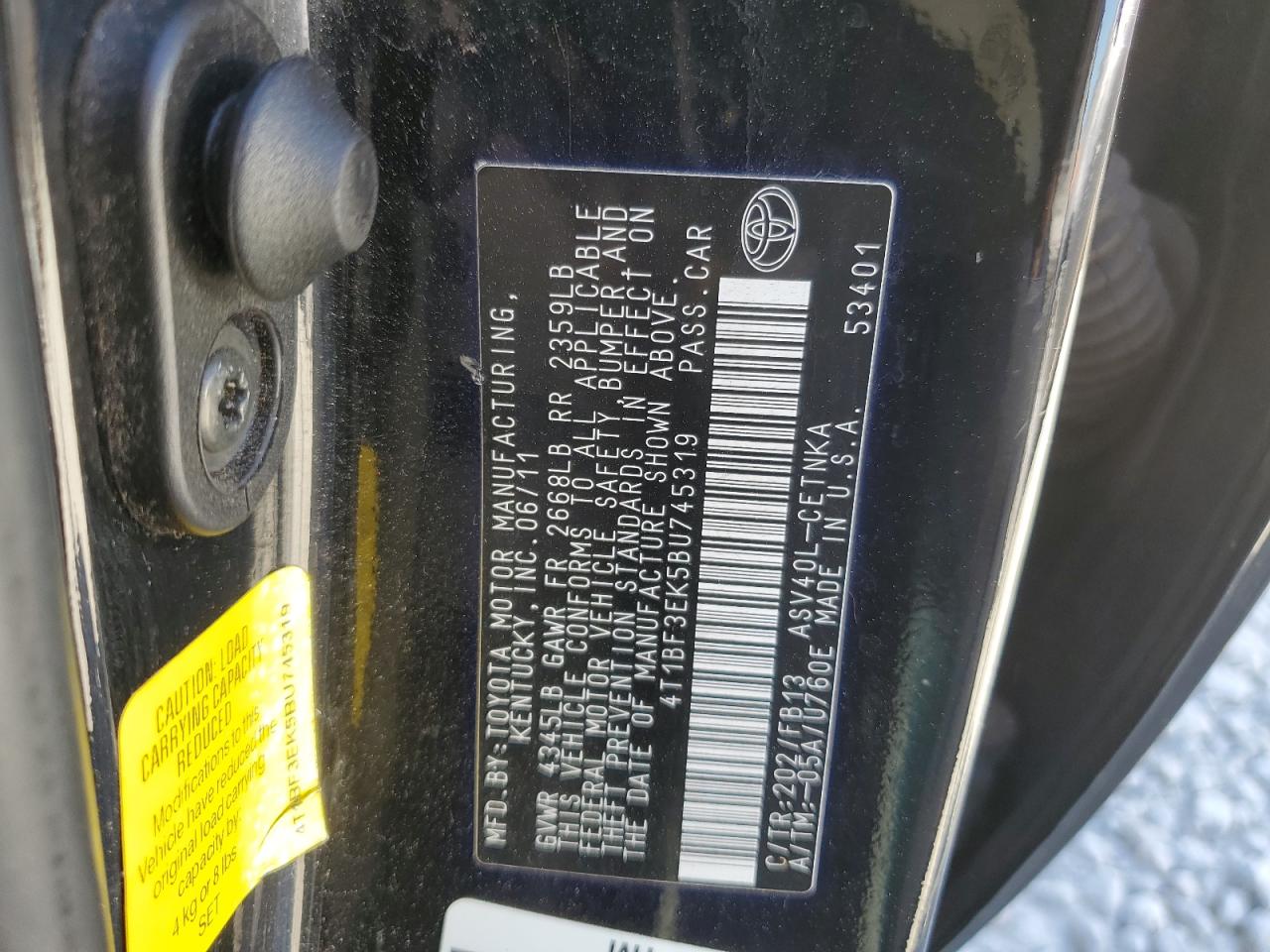 4T1BF3EK5BU745319 2011 Toyota Camry Base