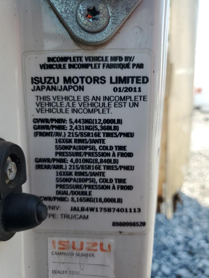 2011 Isuzu Npr VIN: JALB4W175B7401113 Lot: 73955954