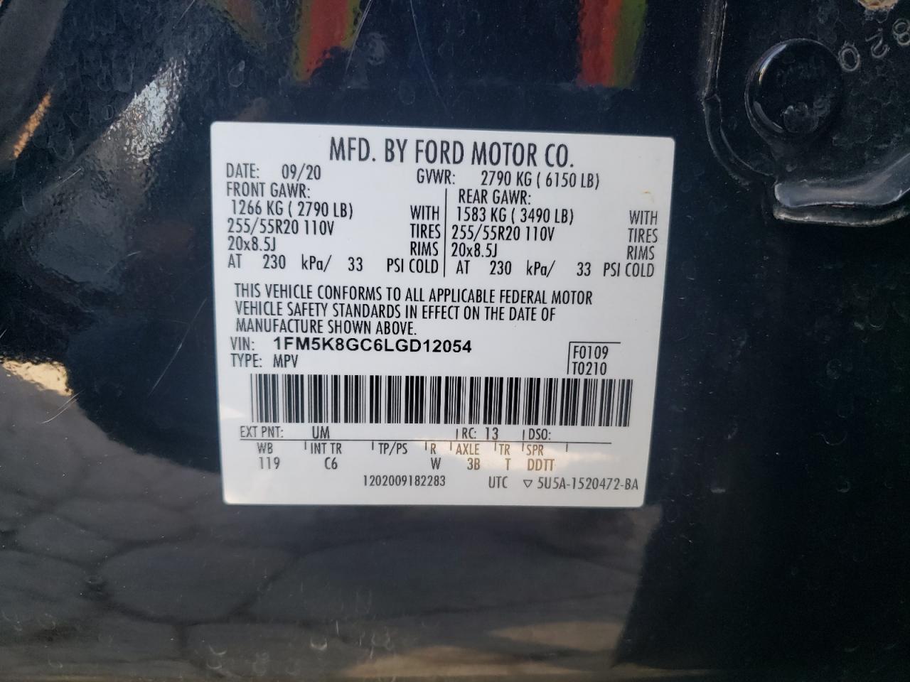 1FM5K8GC6LGD12054 2020 Ford Explorer St