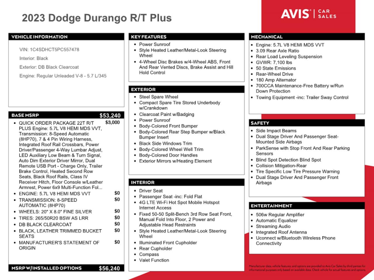 2023 Dodge Durango R/T VIN: 1C4SDHCT5PC557478 Lot: 74514294