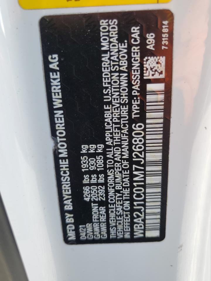 2021 BMW 230I VIN: WBA2J1C01M7J26806 Lot: 77071394