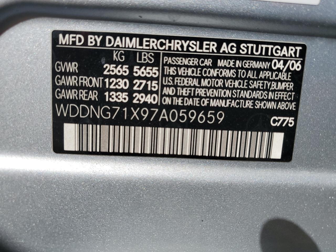 WDDNG71X97A059659 2007 Mercedes-Benz S 550