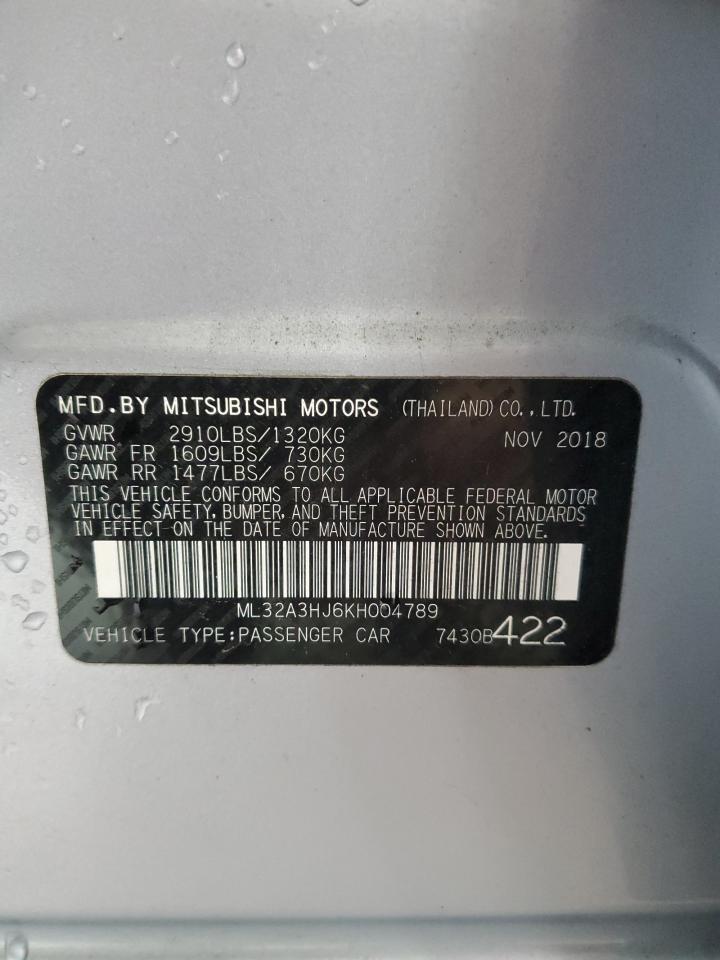 ML32A3HJ6KH004789 2019 Mitsubishi Mirage Es