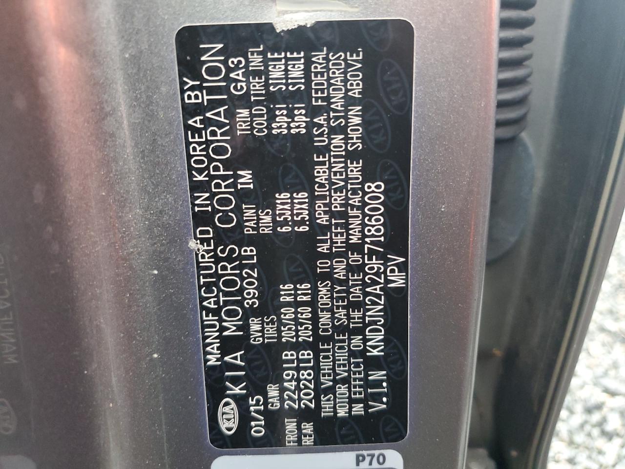 2015 Kia Soul VIN: KNDJN2A29F7186008 Lot: 74855474